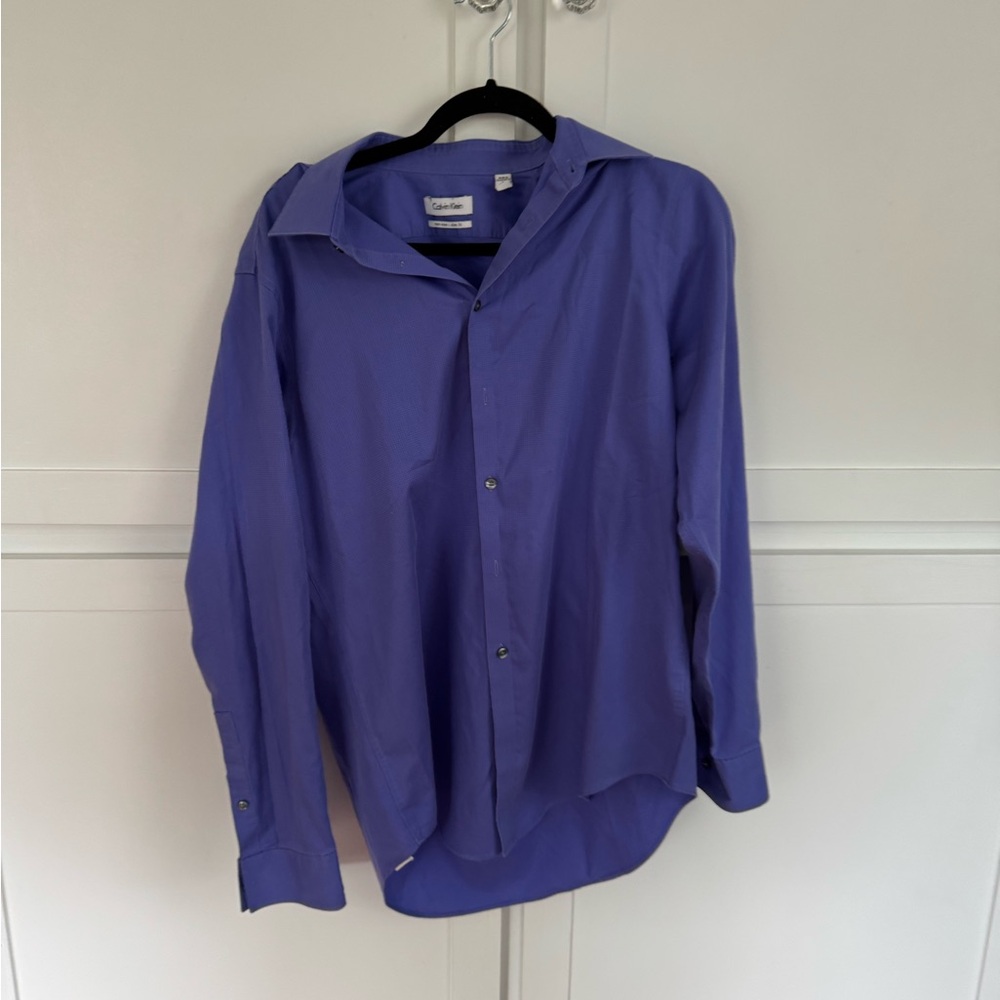 Calvin Klein slim fit purple long sleeve button non-iron shirt